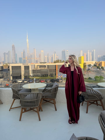 Classic Abaya Royal Cherry 3-Piece Set