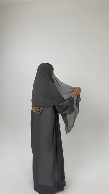 Silk Abaya – Charcoal Grey