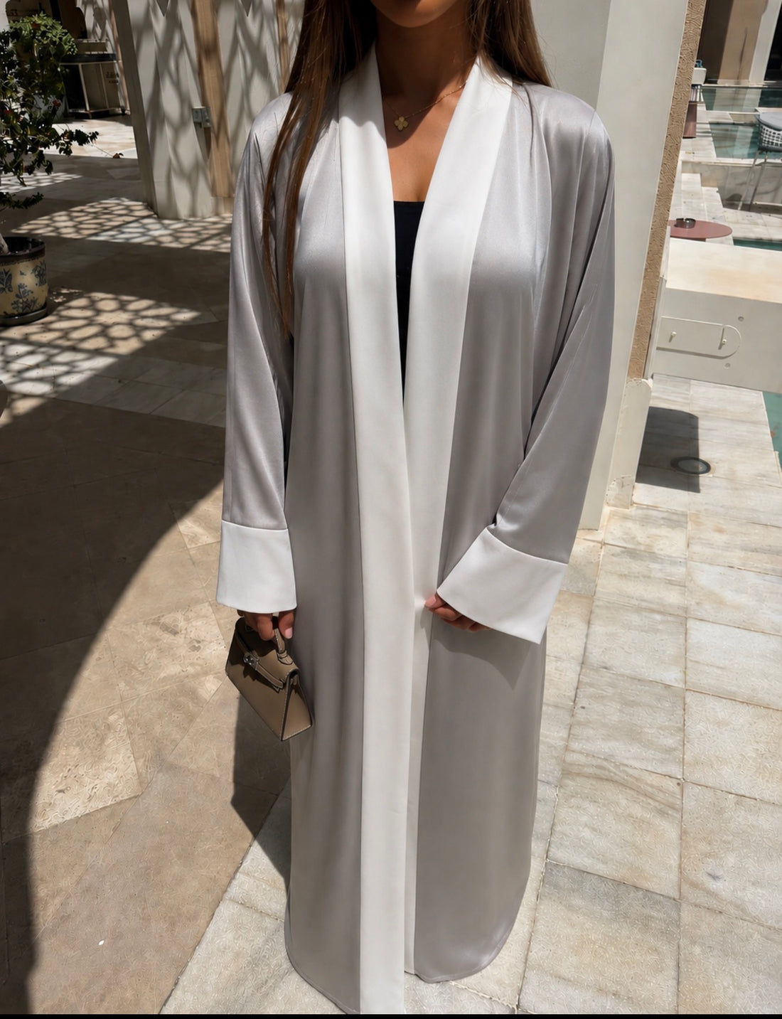 Classic Abaya Soft Stone 3-Piece Set