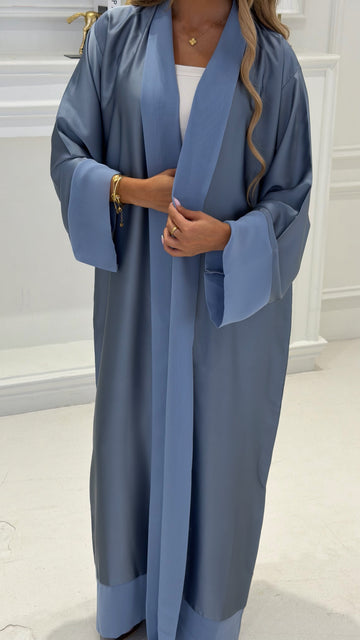 Silk Abaya – Dusty Blue