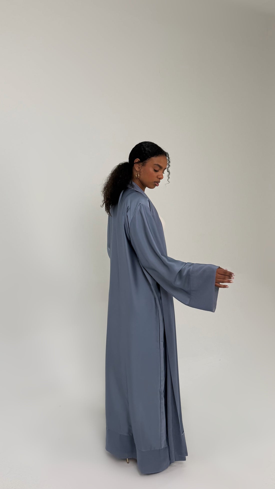 Silk Abaya – Steel Blue