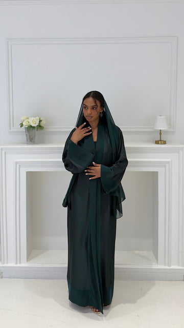 Silk Abaya – Emerald Green
