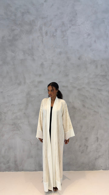 Ivory Printed Abaya
