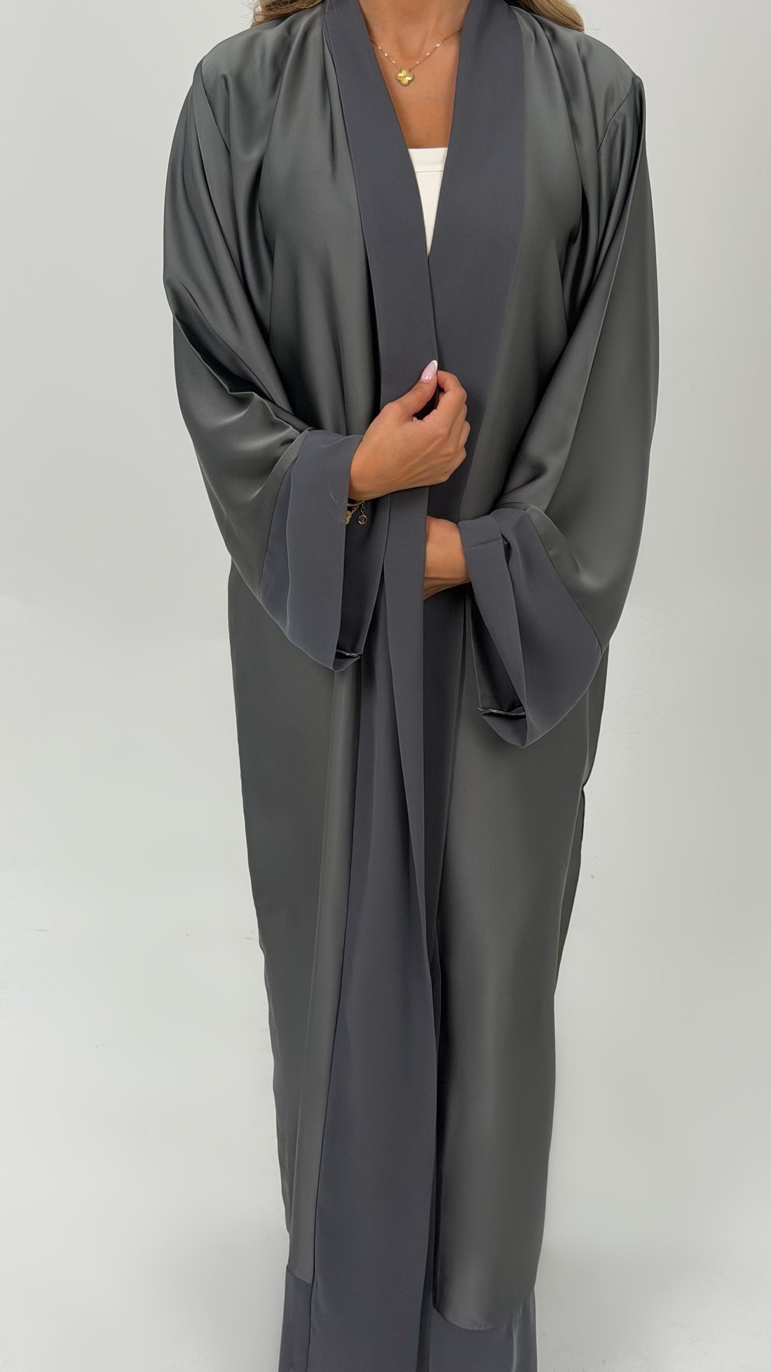 Silk Abaya – Charcoal Grey