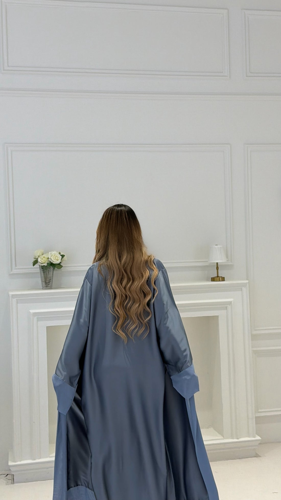 Silk Abaya – Dusty Blue