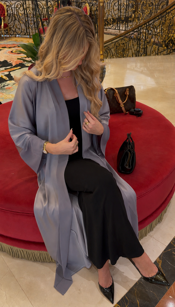 Classic Abaya Dusty Lavender Grey 3-Piece Set
