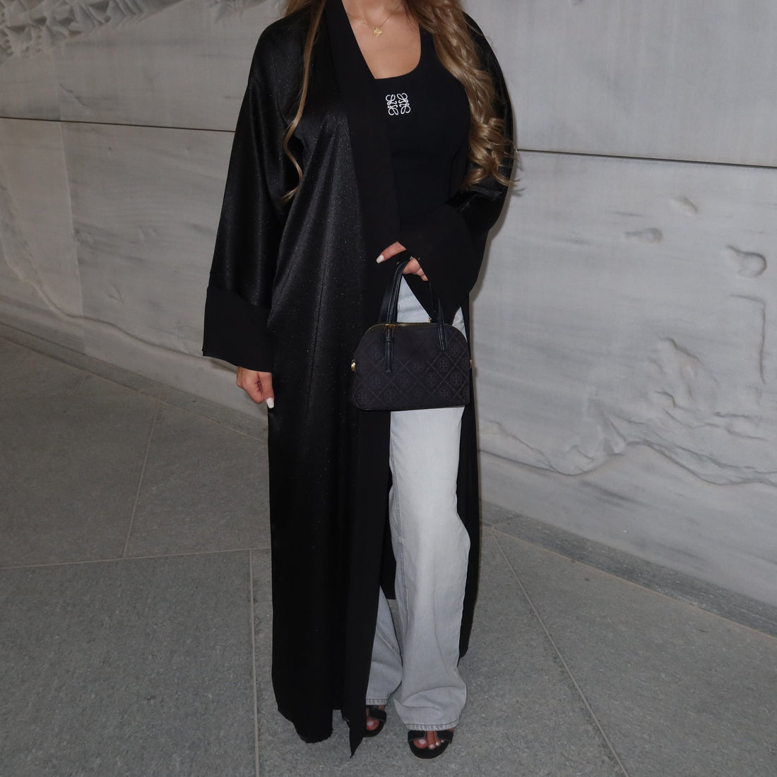 Classic Abaya Noir 3-Piece Set